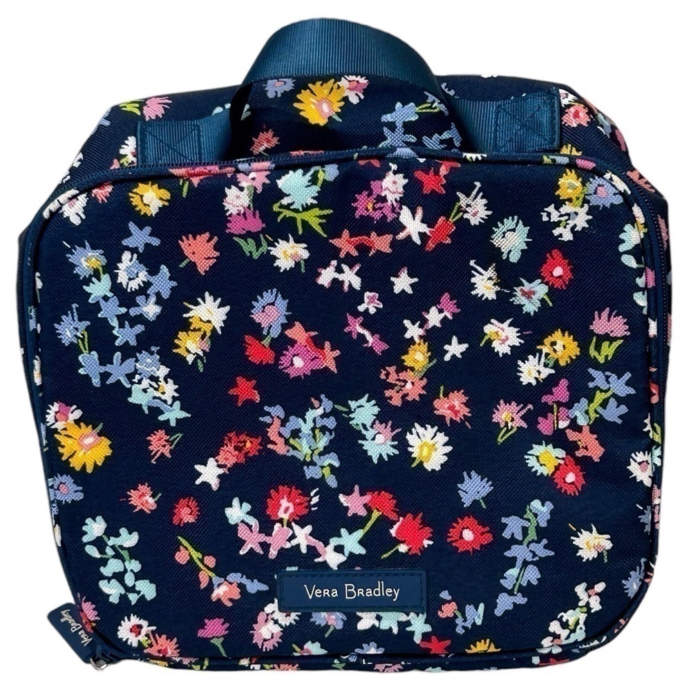 Vera Bradley Insulated Lunch Bag Scattered Wildflowers Navy/Pink/Yellow EUC